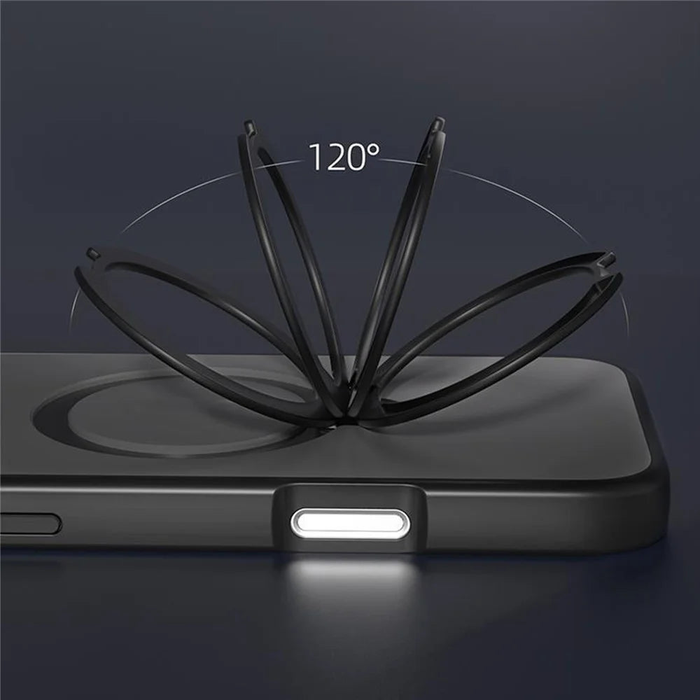 For iPhone 16 Pro Max Magnetic Case Rotating Kickstand TPU + PC Phone Back Cover - Black - 7