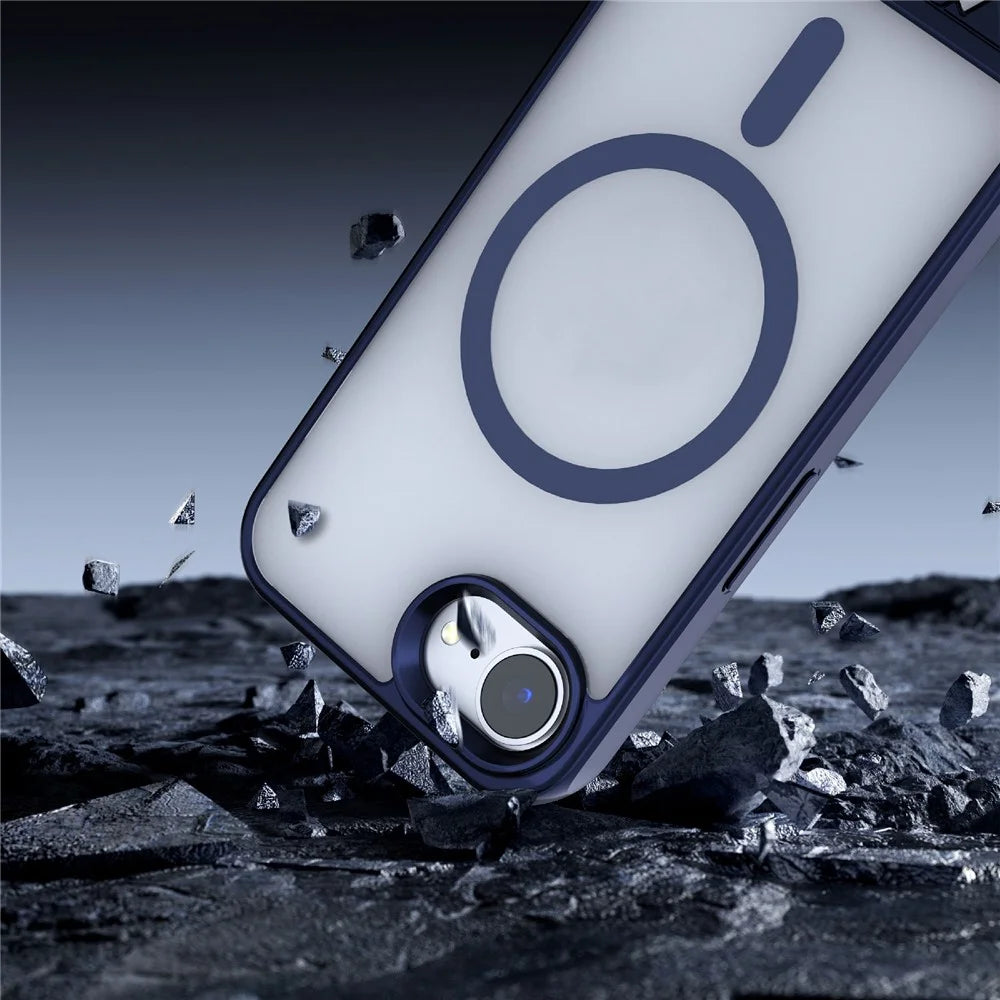 For iPhone 17e / 16e Case Compatible with MagSafe Kickstand TPU + PC Matte Phone Cover - Dark Purple - 3