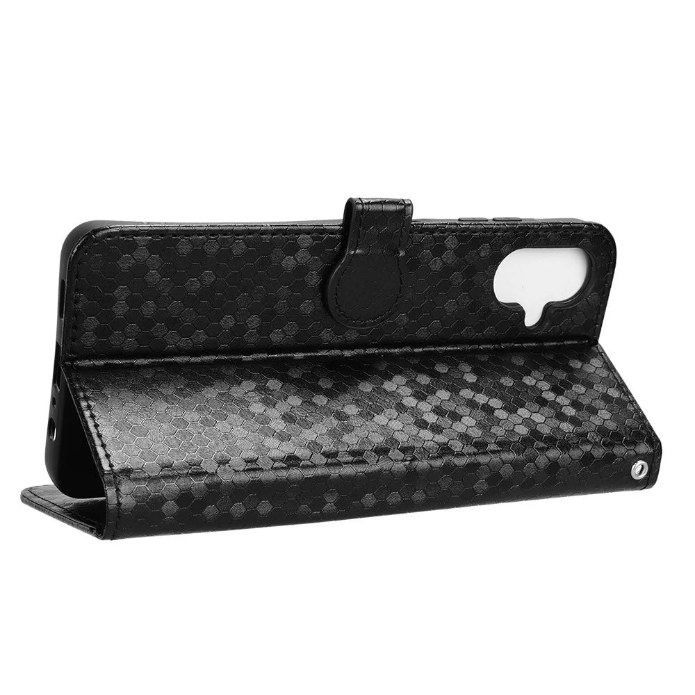 For Samsung Galaxy A06 5G Wallet Case Dot Pattern Imprint PU Leather Phone Cover - Black - 3