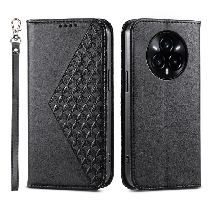 For Realme 14 Pro 5G Case Calf Texture PU Leather Phone Cover with Wallet - Black - 1
