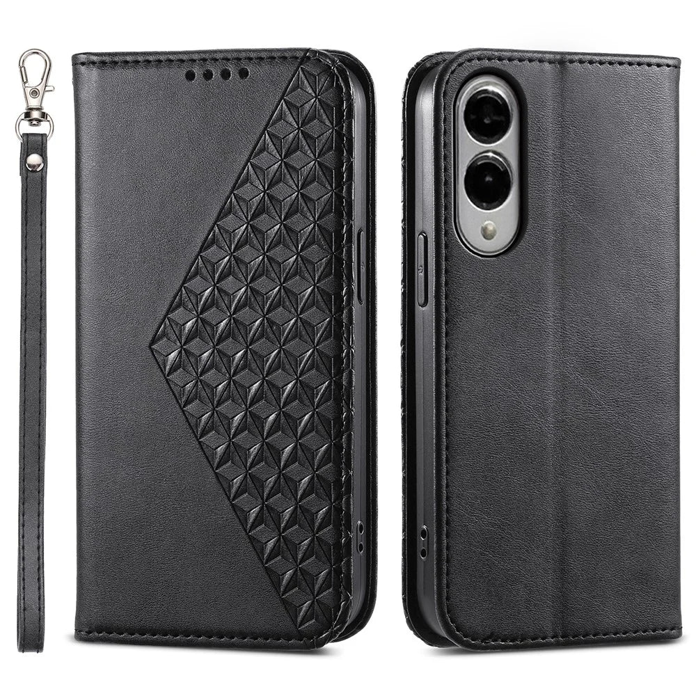 For Samsung Galaxy S25 Edge Case Calf Texture PU Leather Phone Cover with Wallet - Black - 1