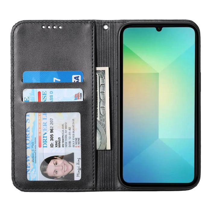 For Samsung Galaxy S25 Edge Case Calf Texture PU Leather Phone Cover with Wallet - Black - 2
