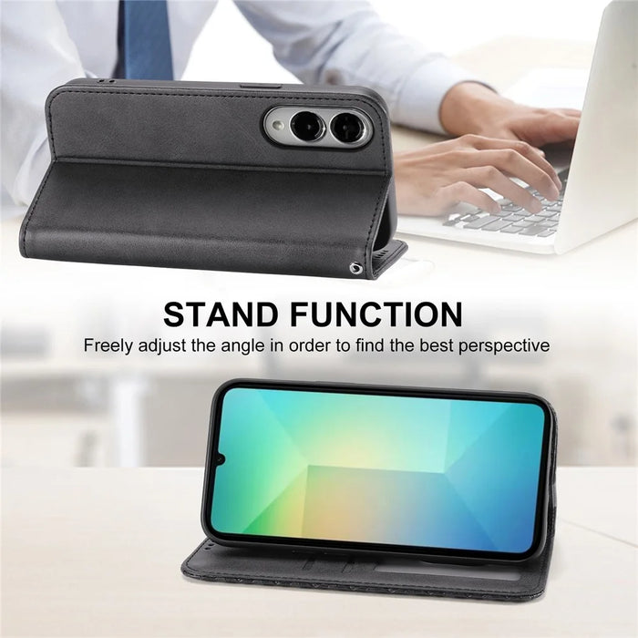 For Samsung Galaxy S25 Edge Case Calf Texture PU Leather Phone Cover with Wallet - Black - 3