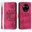 For Realme 14 Pro 5G Case Flower Pattern PU Leather Wallet Phone Cover with Strap - Wine Red - 1