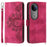 For vivo V50 5G Case Flower Pattern PU Leather Wallet Phone Cover with Strap - Wine Red - 1