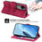 For vivo V50 5G Case Flower Pattern PU Leather Wallet Phone Cover with Strap - Wine Red - 3
