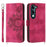For vivo Y04 4G  /  Y29s 5G Case Flower Pattern PU Leather Wallet Phone Cover with Strap - Wine Red - 1