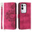 For vivo Y29 4G Case Flower Pattern PU Leather Wallet Phone Cover with Strap - Wine Red - 1