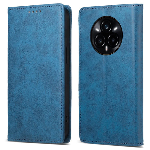 For Realme 14 Pro+ 5G Wallet Case RFID Blocking PU Leather Phone Cover - Blue - 1