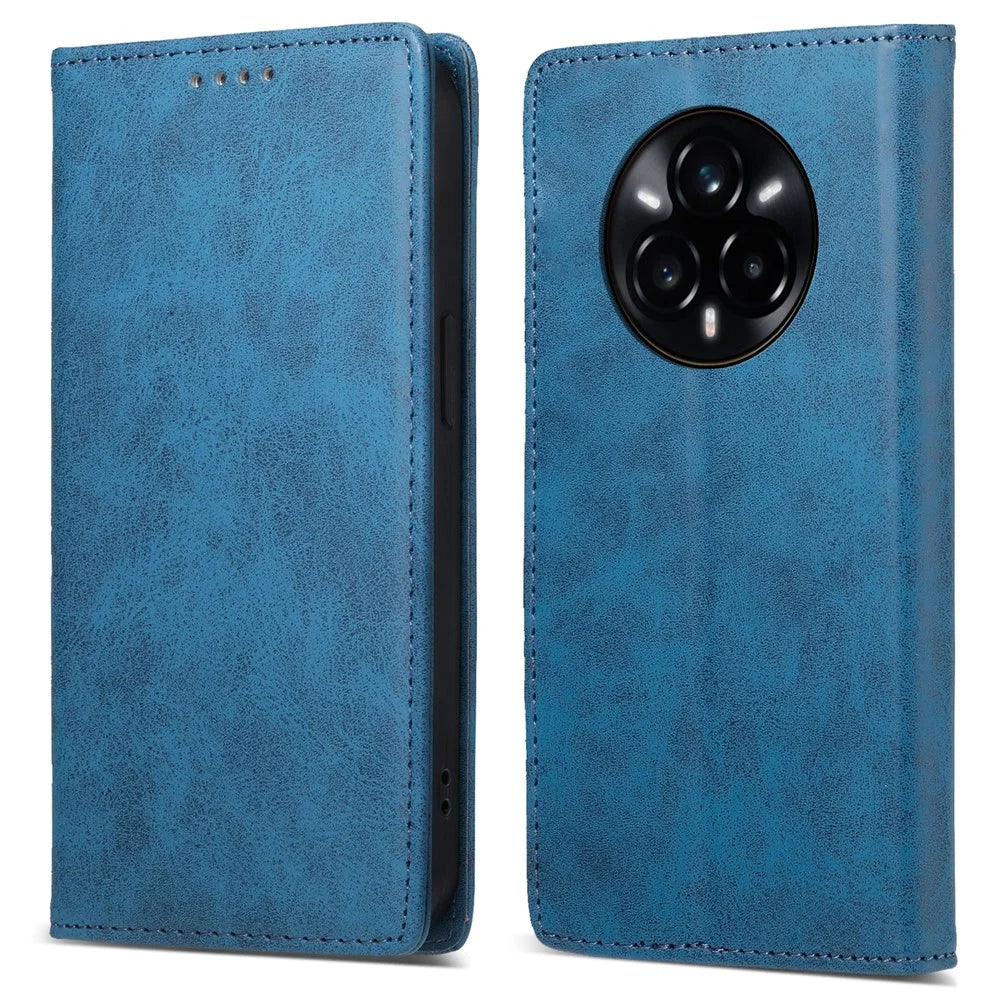 For Realme 14 Pro+ 5G Wallet Case RFID Blocking PU Leather Phone Cover - Blue - 1
