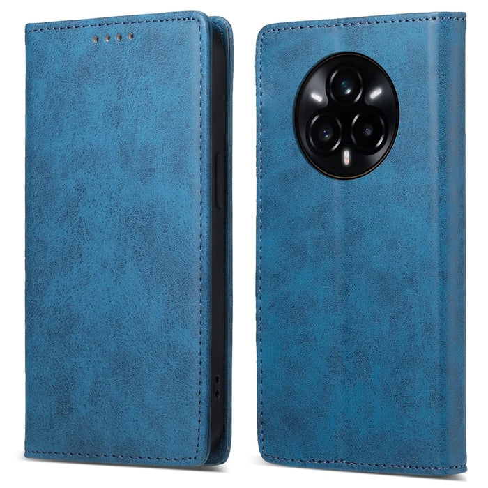 For Realme 14 Pro+ 5G Wallet Case RFID Blocking PU Leather Phone Cover - Blue - 1