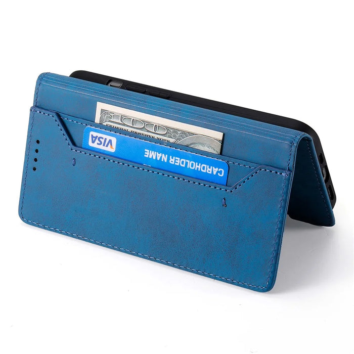 For Realme 14 Pro+ 5G Wallet Case RFID Blocking PU Leather Phone Cover - Blue - 6