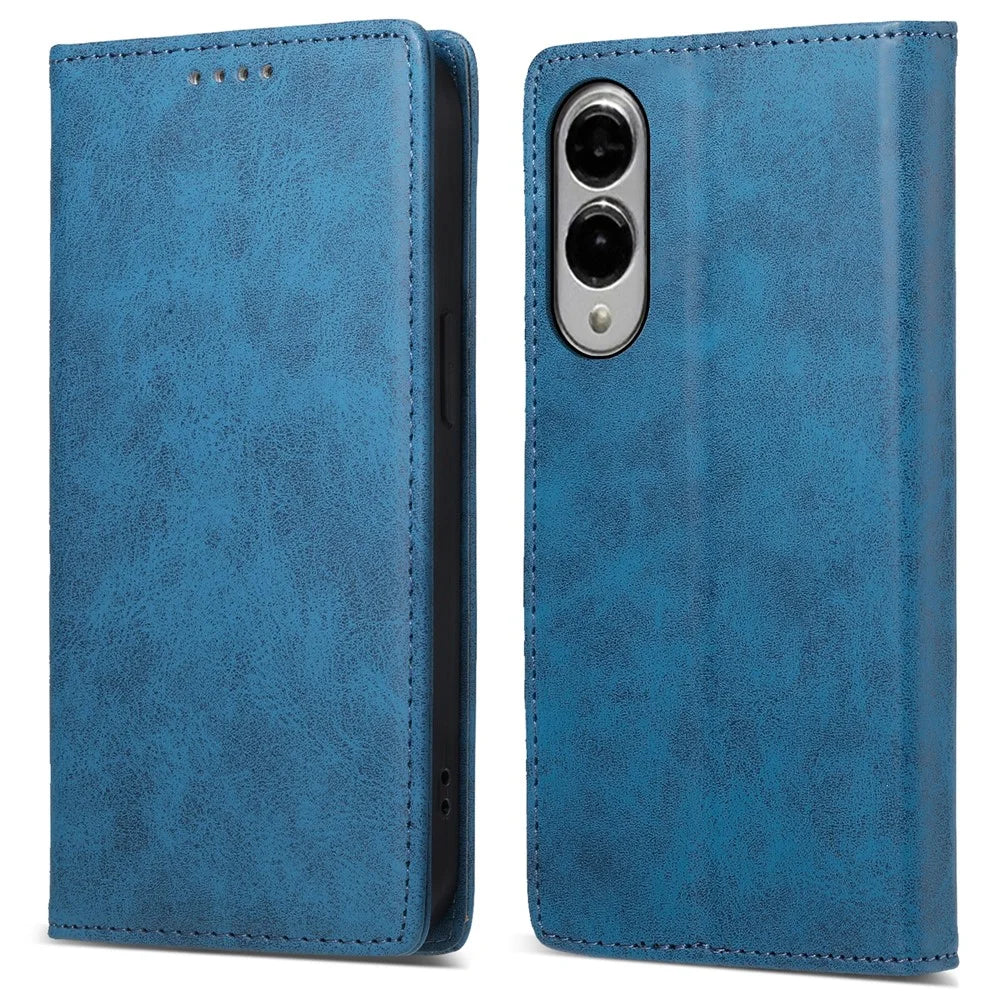 For Samsung Galaxy S25 Edge Wallet Case RFID Blocking PU Leather Phone Cover - Blue - 1