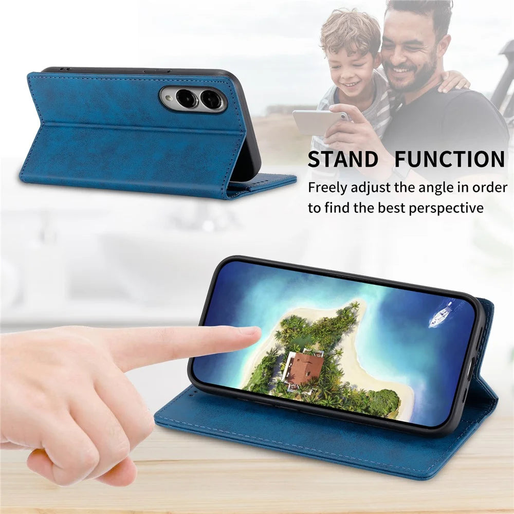 For Samsung Galaxy S25 Edge Wallet Case RFID Blocking PU Leather Phone Cover - Blue - 3