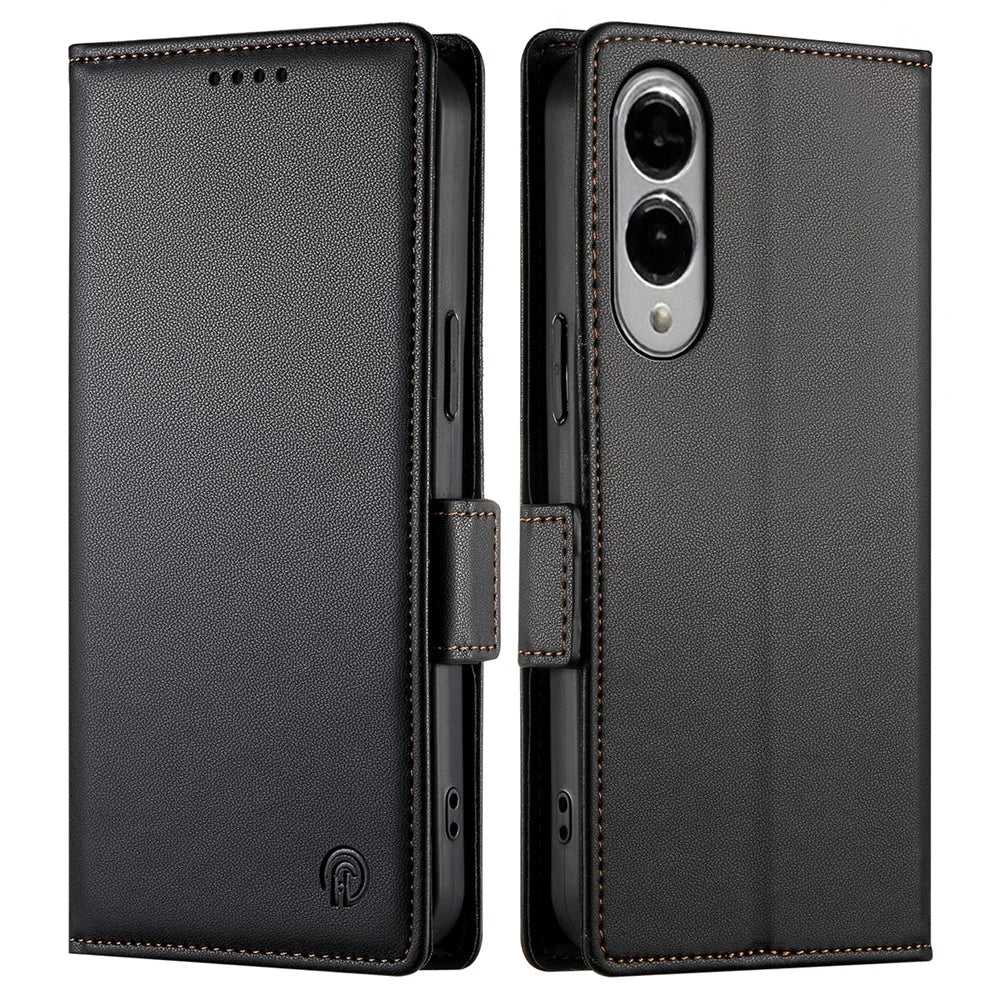 For Samsung Galaxy S25 Edge Stand Case PU Leather Wallet Phone Cover - Black - 1
