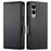 For Samsung Galaxy S25 Edge Stand Case PU Leather Wallet Phone Cover - Black - 1