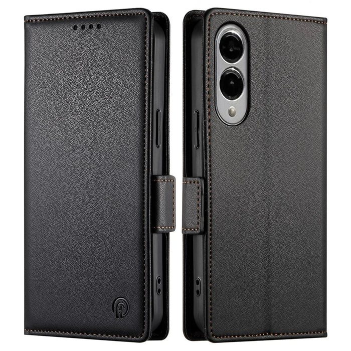 For Samsung Galaxy S25 Edge Stand Case PU Leather Wallet Phone Cover - Black - 1