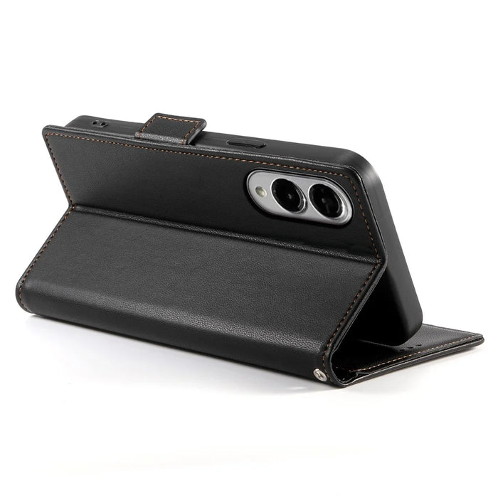 For Samsung Galaxy S25 Edge Stand Case PU Leather Wallet Phone Cover - Black - 3