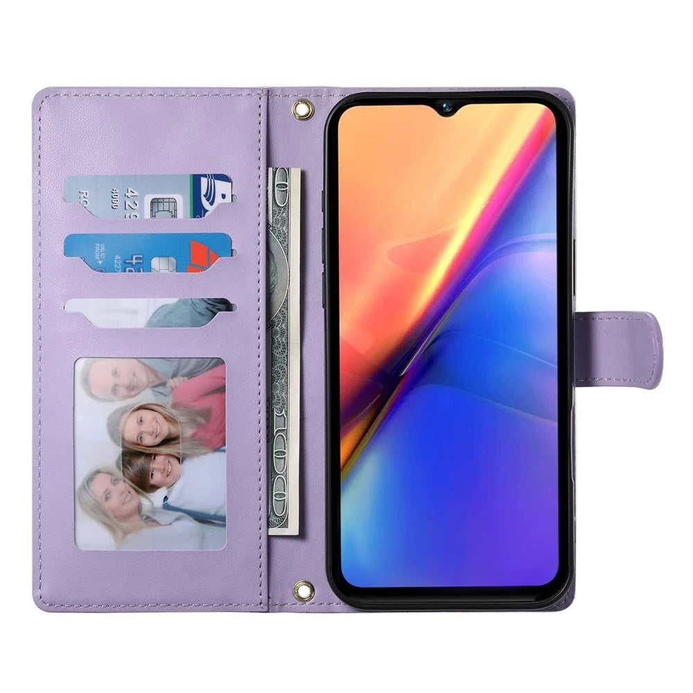 For vivo V50 5G Case Rhombus Stitching Wallet Stand Leather Phone Cover with Long  /  Short Strap - Purple - 4