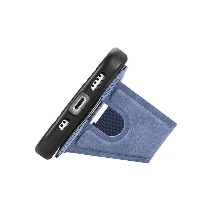 For Samsung Galaxy A56 5G Case with K-Shaped Kickstand Leather Phone Back Cover - Blue - 3
