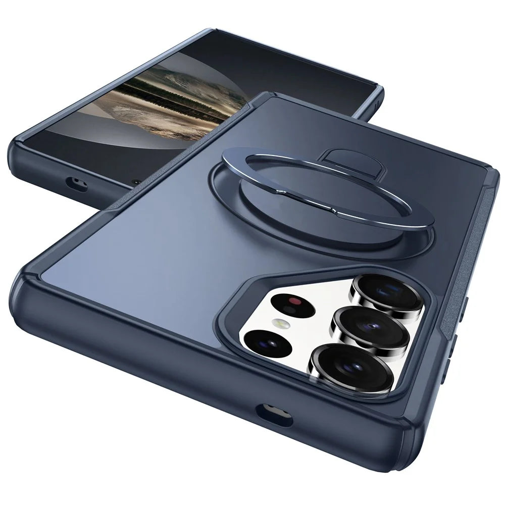 For Samsung Galaxy S25 Ultra Case with Magnetic Kickstand TPU + PC Anti Drop Phone Cover - Sapphire - 2