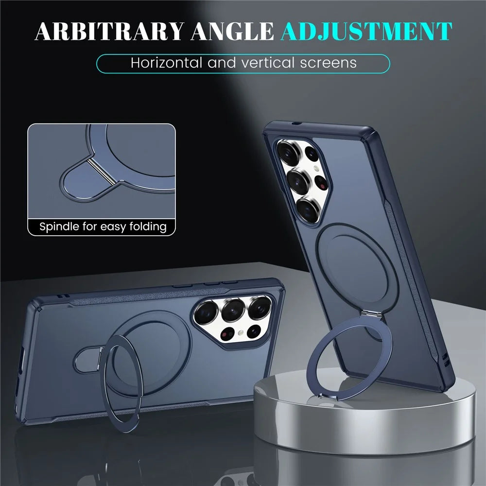 For Samsung Galaxy S25 Ultra Case with Magnetic Kickstand TPU + PC Anti Drop Phone Cover - Sapphire - 3