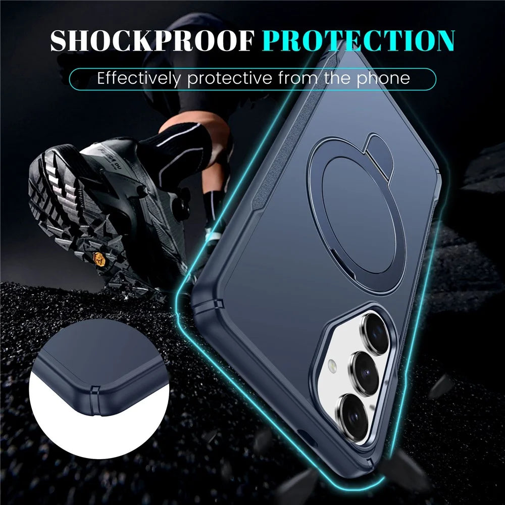 For Samsung Galaxy S25 / S24 Case with Magnetic Kickstand TPU + PC Anti Drop Phone Cover - Sapphire - 6