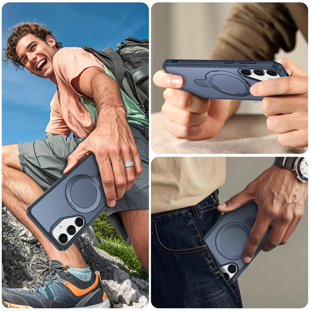 For Samsung Galaxy S25 / S24 Case with Magnetic Kickstand TPU + PC Anti Drop Phone Cover - Sapphire - 7