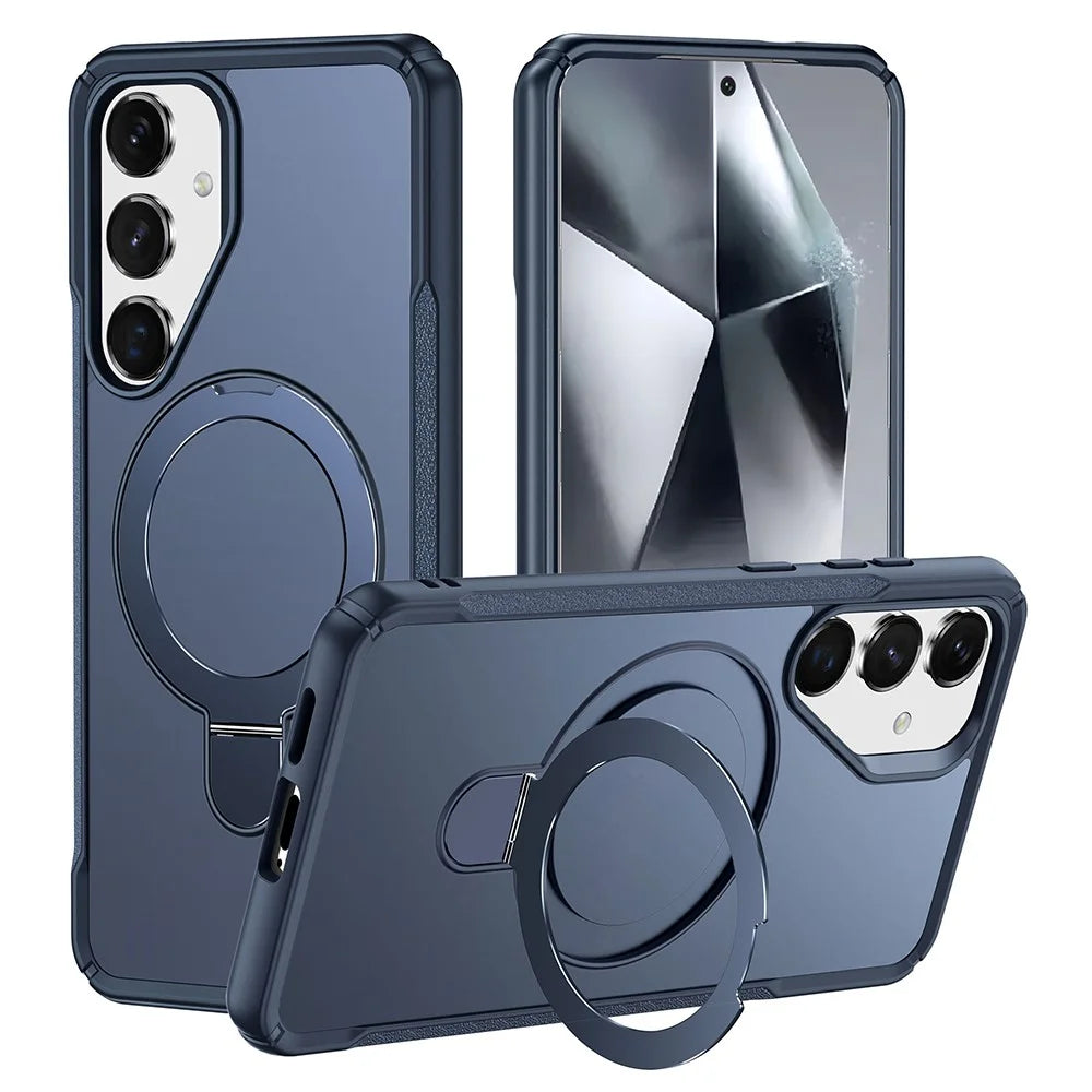 For Samsung Galaxy S25+ / S24+ Case with Magnetic Kickstand TPU + PC Anti Drop Phone Cover - Sapphire - 1