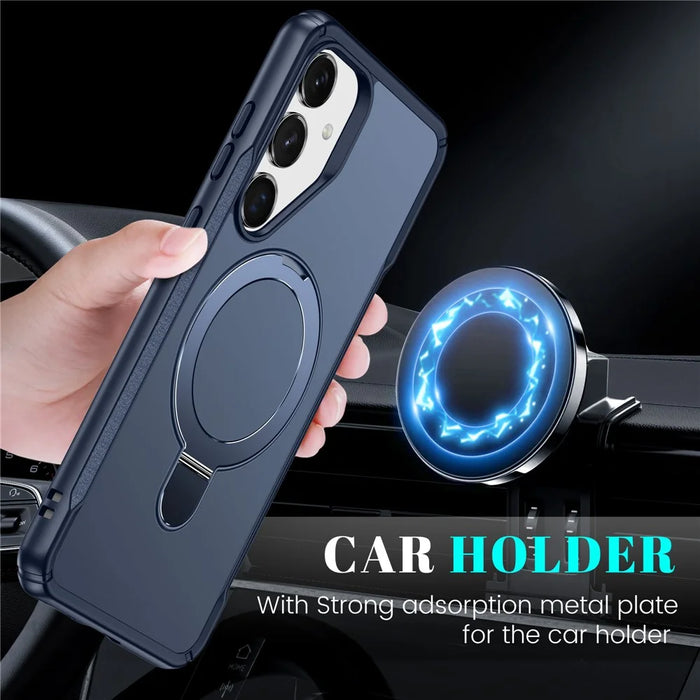 For Samsung Galaxy S25+ / S24+ Case with Magnetic Kickstand TPU + PC Anti Drop Phone Cover - Sapphire - 5