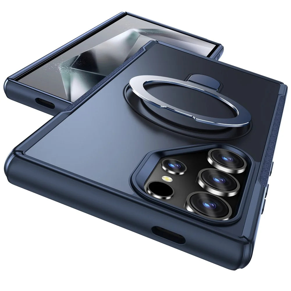For Samsung Galaxy S24 Ultra Case with Magnetic Kickstand TPU + PC Anti Drop Phone Cover - Sapphire - 2