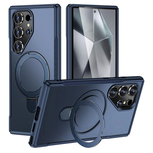 For Samsung Galaxy S23 Ultra Case with Magnetic Kickstand TPU + PC Anti Drop Phone Cover - Sapphire - 1