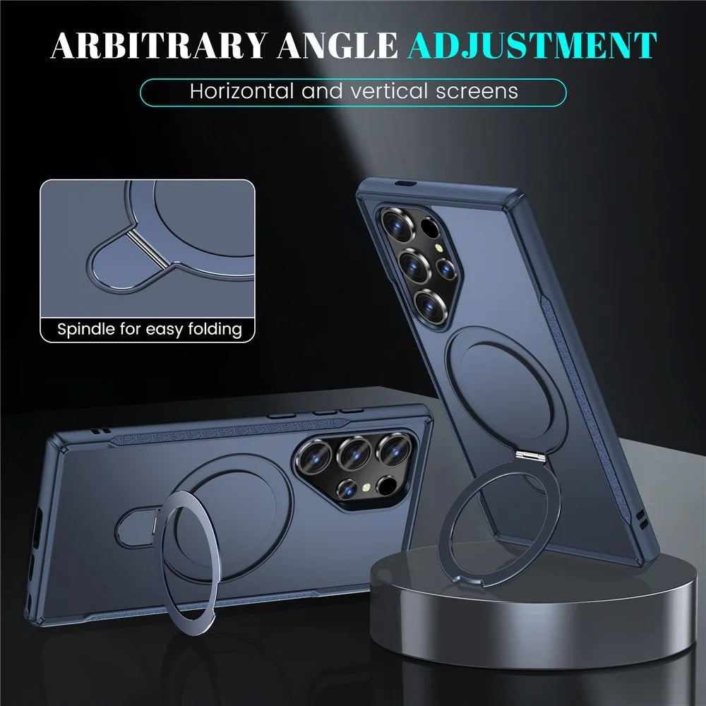 For Samsung Galaxy S23 Ultra Case with Magnetic Kickstand TPU + PC Anti Drop Phone Cover - Sapphire - 3