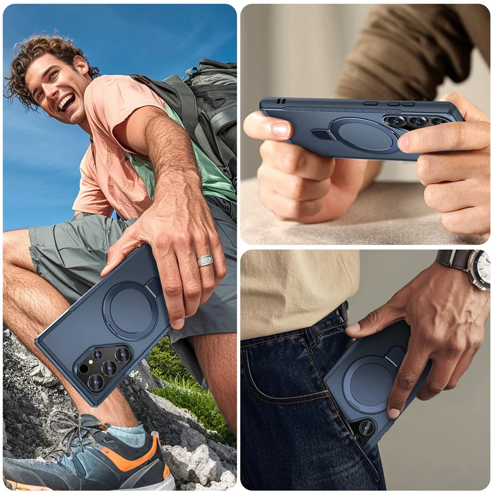 For Samsung Galaxy S23 Ultra Case with Magnetic Kickstand TPU + PC Anti Drop Phone Cover - Sapphire - 7