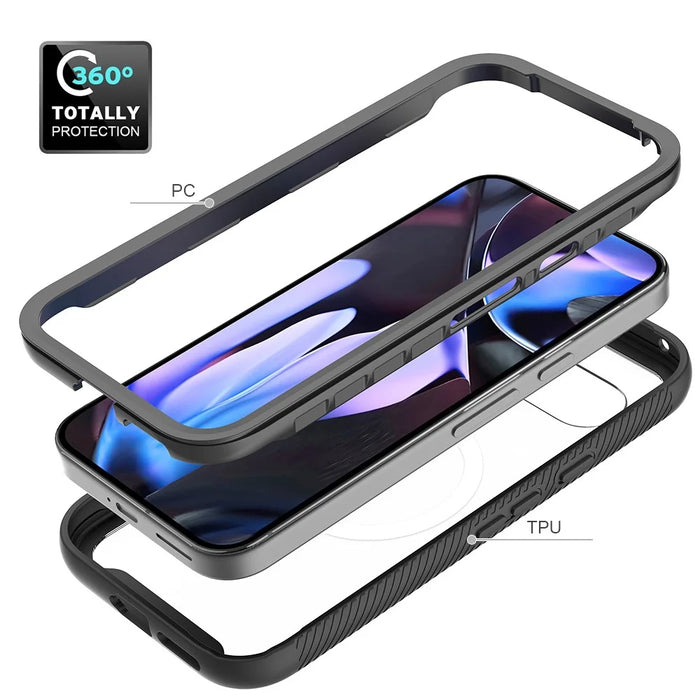 For Google Pixel 9a Magnetic Case PC + TPU Protective Phone Back Cover (No PET Film) - Black - 2