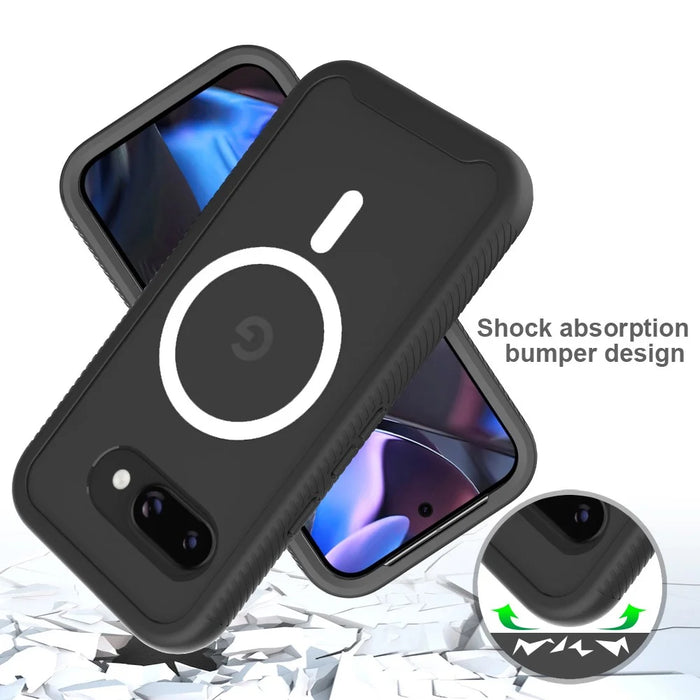 For Google Pixel 9a Magnetic Case PC + TPU Protective Phone Back Cover (No PET Film) - Black - 4