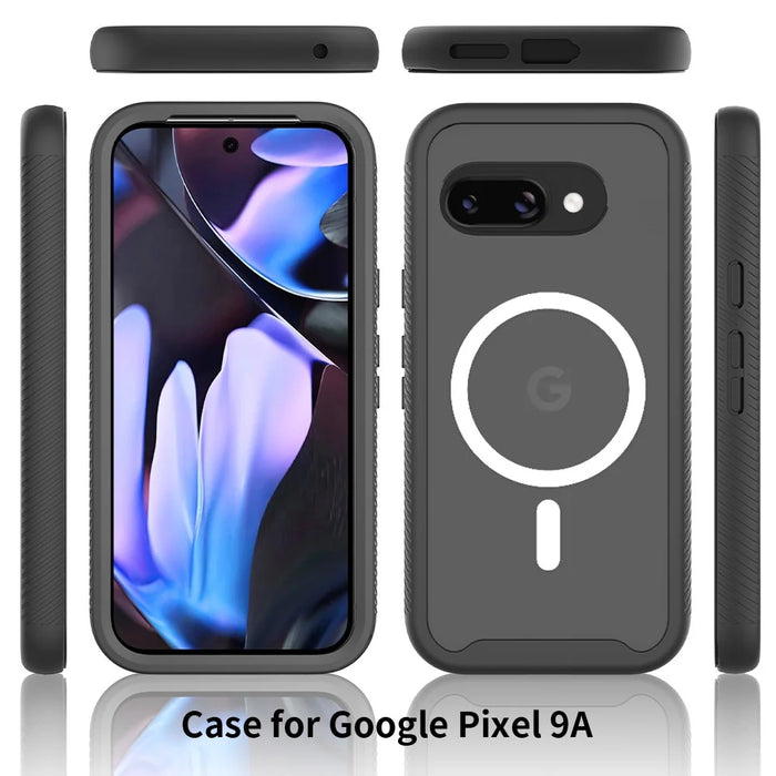 For Google Pixel 9a Magnetic Case PC + TPU Protective Phone Back Cover (No PET Film) - Black - 6
