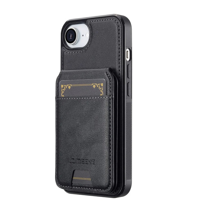 LC.IMEEKE L3 For iPhone 17e / 16e Magnetic Case Detachable Card Holder Leather TPU Mobile Cover - Black - 3