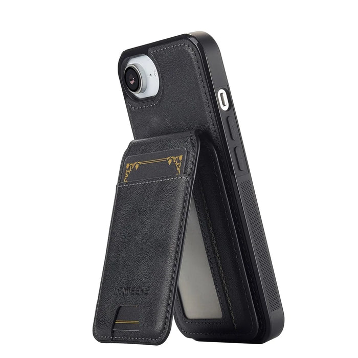 LC.IMEEKE L3 For iPhone 17e / 16e Magnetic Case Detachable Card Holder Leather TPU Mobile Cover - Black - 4
