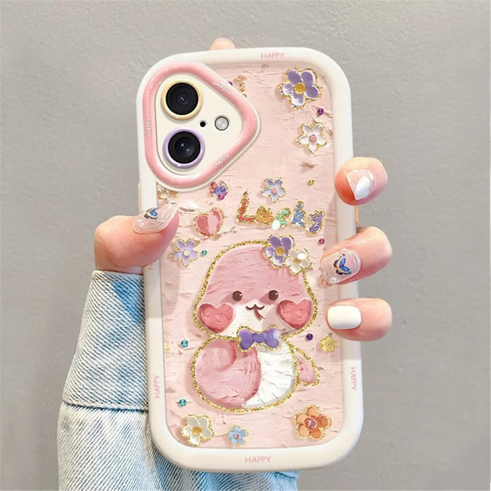 For iPhone 16 Plus Case with Strap Lucky Snake Pattern Design TPU + PC Protective Phone Cover - 3