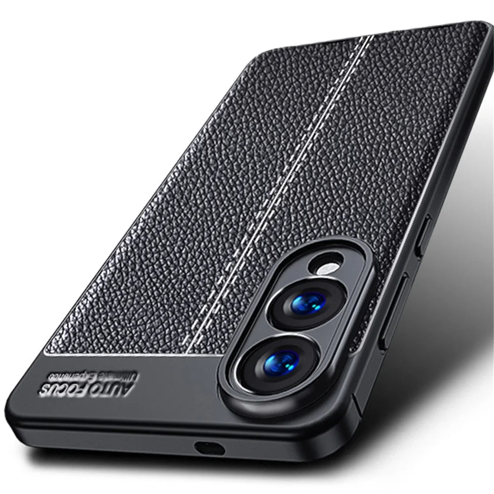 For Samsung Galaxy S25 Edge Case Litchi Texture TPU Flexible Phone Cover, Black - 2