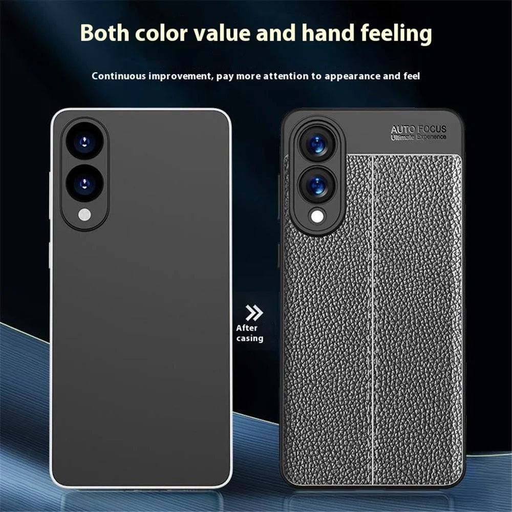 For Samsung Galaxy S25 Edge Case Litchi Texture TPU Flexible Phone Cover, Black - 5