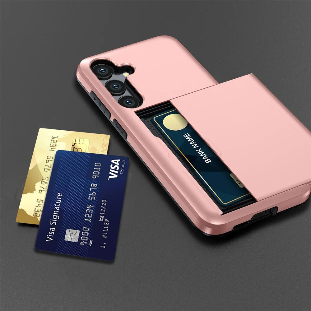 For Samsung Galaxy A36 5G Case with Card Holder TPU + PC Phone Back Cover - Rose Gold - 7