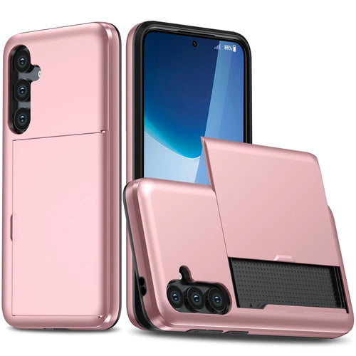 For Samsung Galaxy A56 5G Case with Card Holder TPU + PC Phone Back Cover - Rose Gold - 1