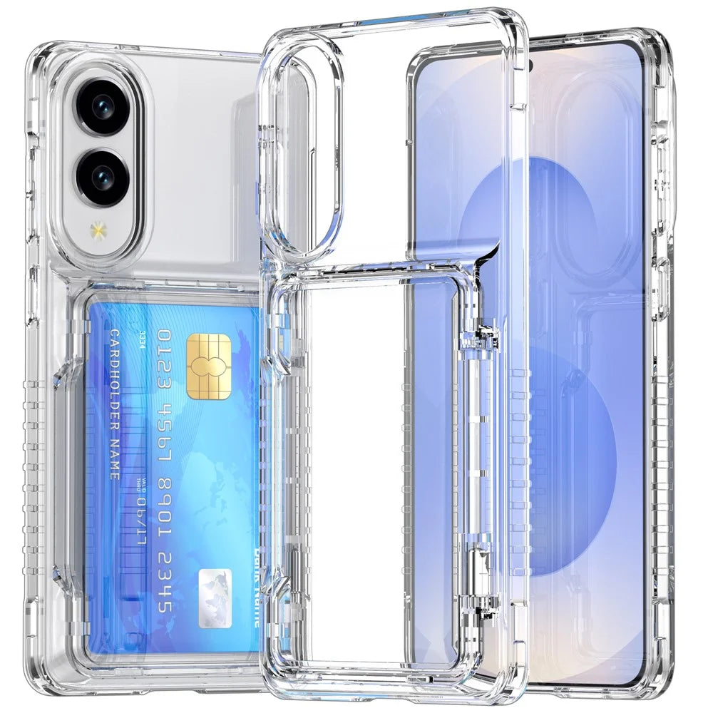 For Samsung Galaxy S25 Edge Clear Case PC + TPU Phone Cover Card Holder Kickstand - Transparent - 2