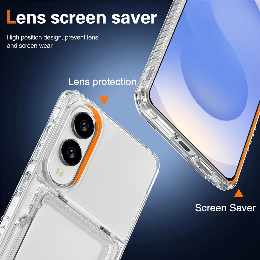 For Samsung Galaxy S25 Edge Clear Case PC + TPU Phone Cover Card Holder Kickstand - Transparent - 3