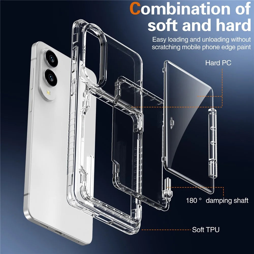 For Samsung Galaxy S25 Edge Clear Case PC + TPU Phone Cover Card Holder Kickstand - Transparent - 5