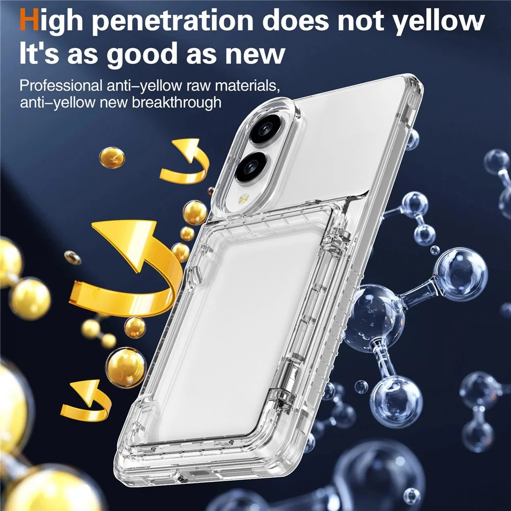 For Samsung Galaxy S25 Edge Clear Case PC + TPU Phone Cover Card Holder Kickstand - Transparent - 6