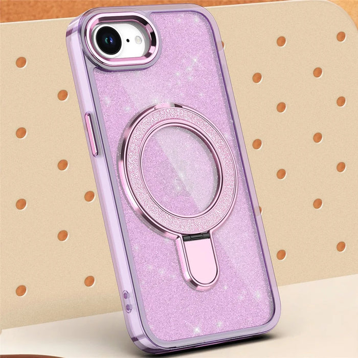 For iPhone 17e / 16e Case Glitter Design TPU + PC Kickstand Phone Protector - Purple - 3