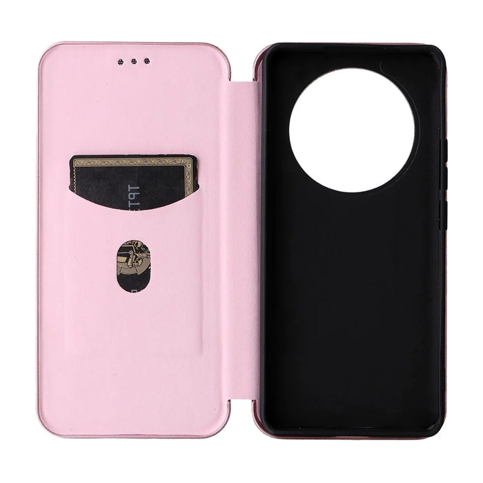 For Realme 14 Pro 5G Case Carbon Fiber Texture Drop-Proof PU Leather Phone Cover - Rose Gold - 4